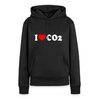 I love co2 - Sweat à capuche Premium bio Femme - noir - Devant - Julia (174cm)