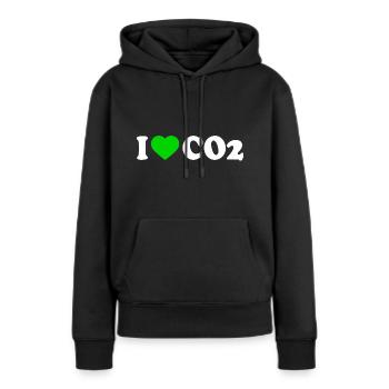 I love co2 - Sweat à capuche Premium bio Femme - noir - Devant - Julia (174cm)