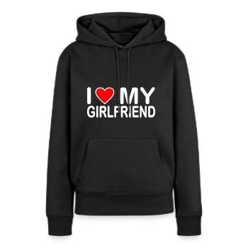 I love my girlfriend - Frauen Premium Bio Hoodie - Schwarz - Vorne - Julia (174cm)