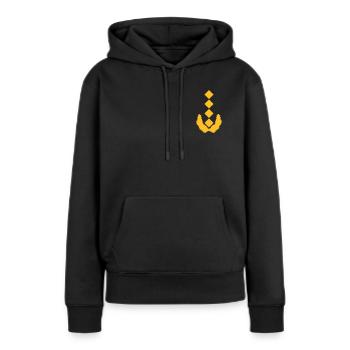 General Dienstgrad - Frauen Premium Bio Hoodie - Schwarz - Vorne - Julia (174cm)