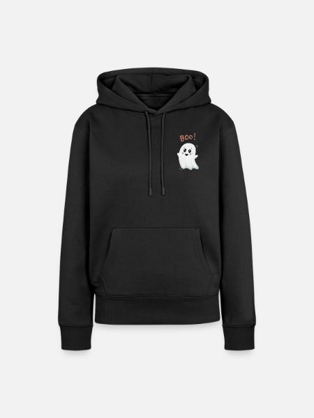 Boo Geist: Niedlicher Ghost - Frauen Premium Bio Hoodie - Schwarz