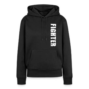 Combattant - Sweat à capuche Premium bio Femme - noir - Devant - Julia (174cm)