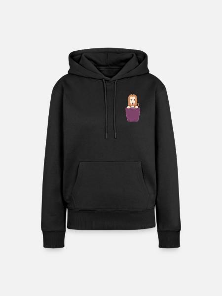 Windhund In Der Brusttasche - Frauen Premium Bio Hoodie - Schwarz