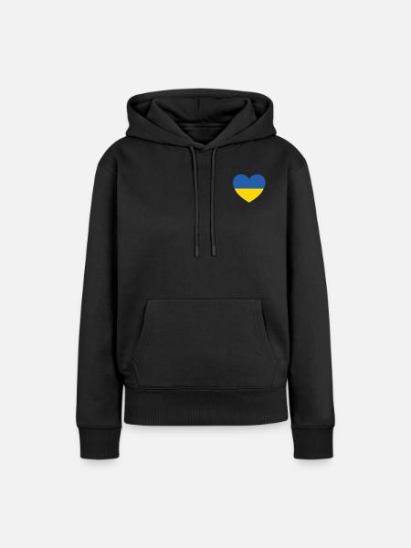 Ukraine Flagge Herz - Frauen Premium Bio Hoodie - Schwarz