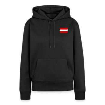Österreich Flagge used look - Frauen Premium Bio Hoodie - Schwarz - Vorne - Julia (174cm)