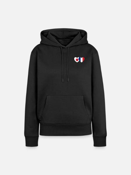 Japan Frankreich Flagge Herz - Frauen Premium Bio Hoodie - Schwarz