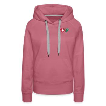 Schweiz Turkmenistan Flagge Herz - Frauen Premium Bio Hoodie - Malve - Vorne - Isabella (175cm)