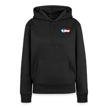 Israël Autriche drapeau coeur - Sweat à capuche Premium bio Femme - noir - Devant - Julia (174cm)