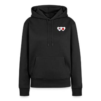 Corée du Sud Japon Drapeau Coeur - Sweat à capuche Premium bio Femme - noir - Devant - Julia (174cm)