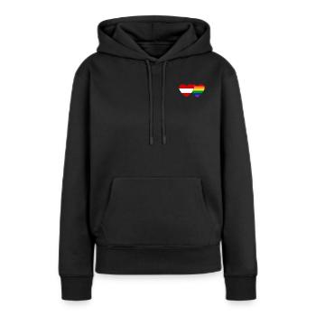 Drapeau arc-en-ciel de l’Autriche - Sweat à capuche Premium bio Femme - noir - Devant - Julia (174cm)