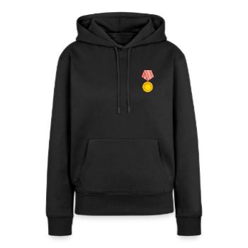 Médaille Scotch Bonnet - Sweat à capuche Premium bio Femme - noir - Devant - Julia (174cm)