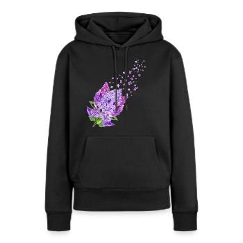 Fleurs de beaucoup de fleurs printemps flow lilas d’été - Sweat à capuche Premium bio Femme - noir - Devant - Julia (174cm)