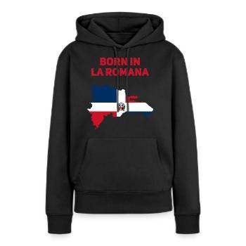 La Romana - Sweat à capuche Premium bio Femme - noir - Devant - Julia (174cm)
