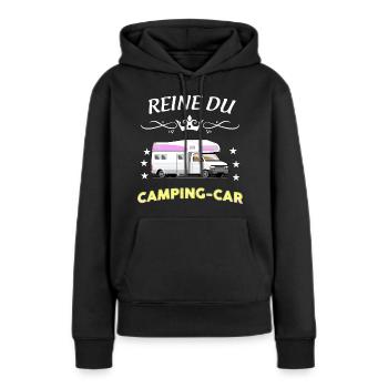 Reine du camping-car C'est Maman Mamie Tatie - Sweat à capuche Premium bio Femme - noir - Devant - Julia (174cm)