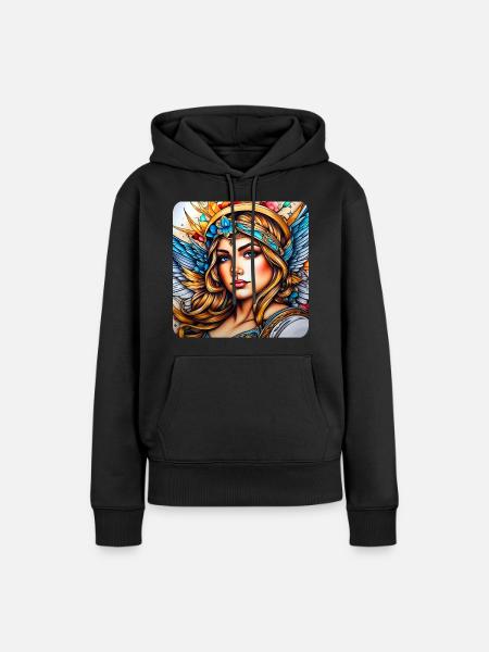 Engel - Frauen Premium Bio Hoodie - Schwarz