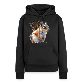 Fliegendes Eichhörnchen - Frauen Premium Bio Hoodie - Schwarz - Vorne - Julia (174cm)