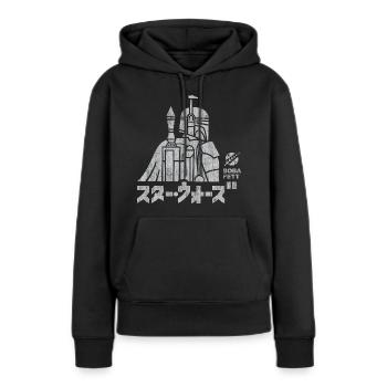 Star Wars: Mandalorian Boba Fett & Schriftzeichen  - Frauen Premium Bio Hoodie - Schwarz - Vorne - Julia (174cm)