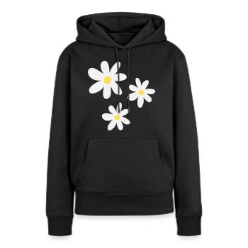 Weiße Blüten in zeitloser Eleganz - Frauen Premium Bio Hoodie - Schwarz - Vorne - Julia (174cm)