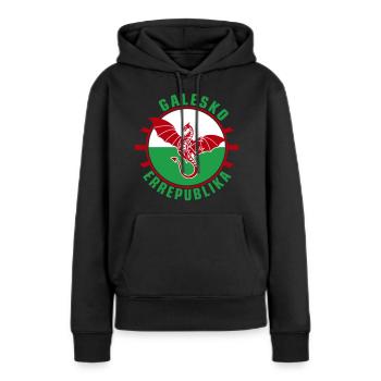 Galesko Errepublika – Walisische Republik - Frauen Premium Bio Hoodie - Schwarz - Vorne - Julia (174cm)