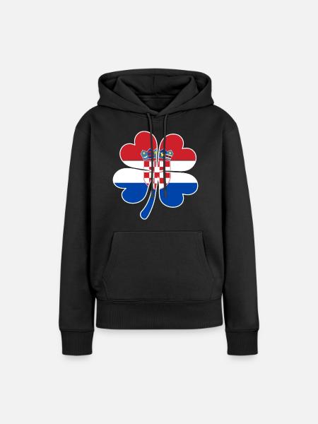 Kroatien Flagge Vierblättriges Kleeblatt - Frauen Premium Bio Hoodie - Schwarz
