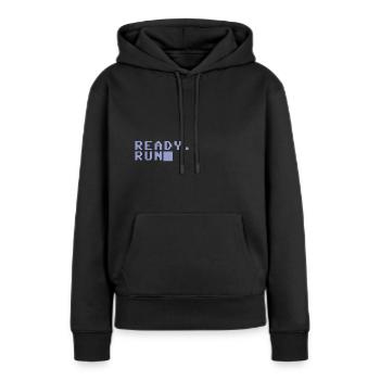 Ready. Run. - Frauen Premium Bio Hoodie - Schwarz - Vorne - Julia (174cm)