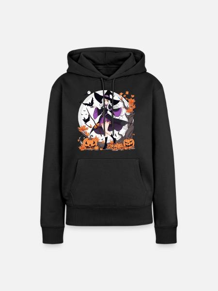 Halloween Anime Sorcière - Sweat à capuche Premium bio Femme - noir