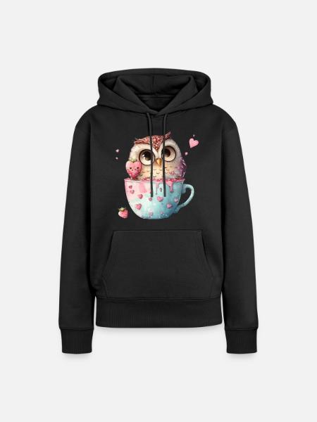 Eule Eulen - Frauen Premium Bio Hoodie - Schwarz