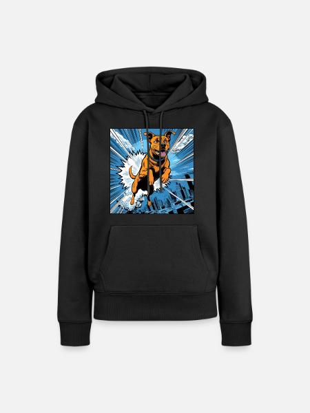 Action Hund - Frauen Premium Bio Hoodie - Schwarz
