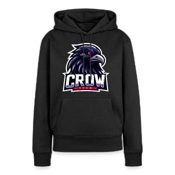 L’équipe Crow - Sweat à capuche Premium bio Femme - noir - Devant - Julia (174cm)