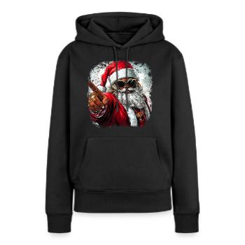 Rappeur Père Noël - Sweat à capuche Premium bio Femme - noir - Devant - Julia (174cm)