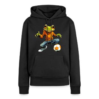 Frösche Fussball - Frauen Premium Bio Hoodie - Schwarz - Vorne - Julia (174cm)