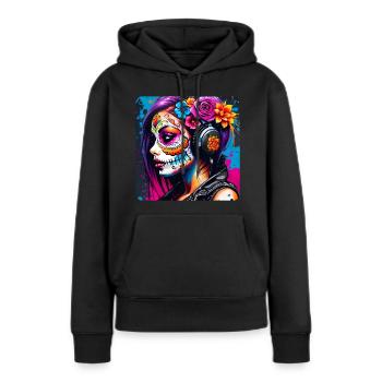 Dia de los Muertos Frau - Frauen Premium Bio Hoodie - Schwarz - Vorne - Julia (174cm)