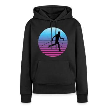 Damen Herren Walker Nordic Walker Walken Walking - Frauen Premium Bio Hoodie - Schwarz - Vorne - Julia (174cm)