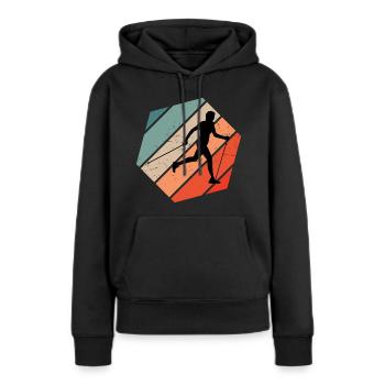 Damen Walken Herren Walking Nordic Walker - Frauen Premium Bio Hoodie - Schwarz - Vorne - Julia (174cm)