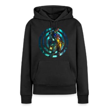 Héroïne de jeu - Sweat à capuche Premium bio Femme - noir - Devant - Julia (174cm)