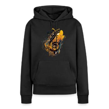 Music - Sweat à capuche Premium bio Femme - noir - Devant - Julia (174cm)