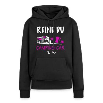 Reine Du Camping-car Cadeau Femme De voyage - Sweat à capuche Premium bio Femme - noir - Devant - Julia (174cm)