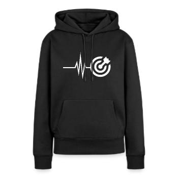 Mon cœur bat pour fléchettes - Bullseye fléchettes - Sweat à capuche Premium bio Femme - noir - Devant - Julia (174cm)