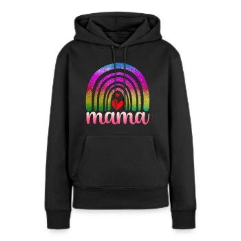 Regenbogen Mama - Frauen Premium Bio Hoodie - Schwarz - Vorne - Julia (174cm)