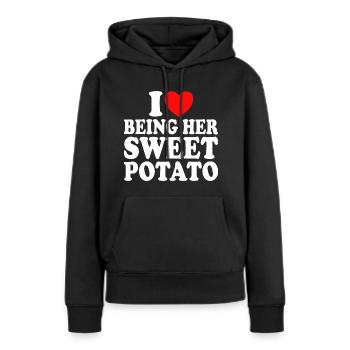 J'aime Être Sa Patate Douce Couple Thanksgiving - Sweat à capuche Premium bio Femme - noir - Devant - Julia (174cm)