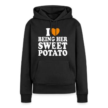 J'aime Être Sa Patate Douce Couple Thanksgiving - Sweat à capuche Premium bio Femme - noir - Devant - Julia (174cm)