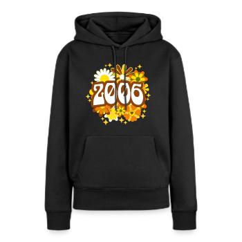 Rétro Groovy Année 2006 Femme 18 Ans Anniversaire - Sweat à capuche Premium bio Femme - noir - Devant - Julia (174cm)
