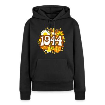 Retro Groovy Jahr 1944 Frau 80 Jahre Jubiläum - Frauen Premium Bio Hoodie - Schwarz - Vorne - Julia (174cm)