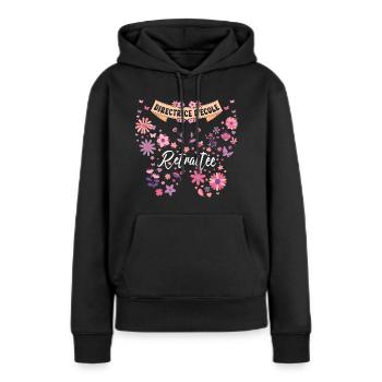 Papillon Directrice École Retraite - Sweat à capuche Premium bio Femme - noir - Devant - Julia (174cm)