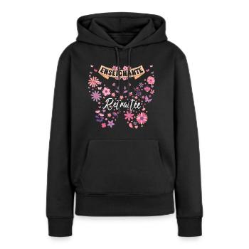 Papillon Femme Enseignante Retraite - Sweat à capuche Premium bio Femme - noir - Devant - Julia (174cm)