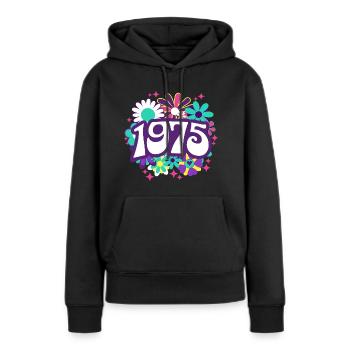 Retro Groovy Jahr 1975 Frauen 50 Jahre alter Geburtstag - Frauen Premium Bio Hoodie - Schwarz - Vorne - Julia (174cm)