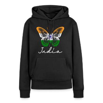 Schmetterling Indian Flagge Damen - Frauen Premium Bio Hoodie - Schwarz - Vorne - Julia (174cm)
