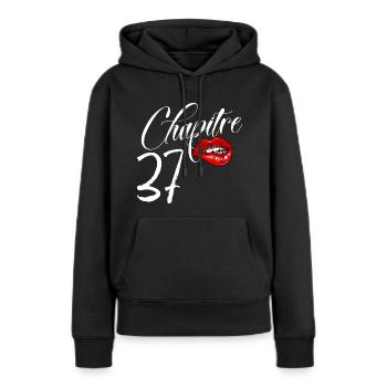 Chapitre 37 Anniversaire Glamour Femme 37 ans - Sweat à capuche Premium bio Femme - noir - Devant - Julia (174cm)