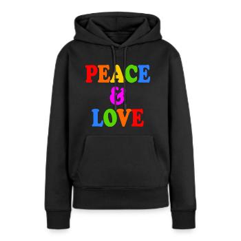 Peace and love - Women’s Premium Organic Hoodie - black - Front - Julia (174cm)
