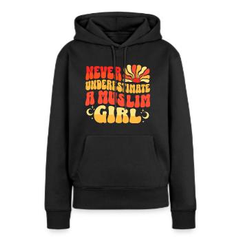 Jamais Sous-estimer Fille Musulmane - Sweat à capuche Premium bio Femme - noir - Devant - Julia (174cm)